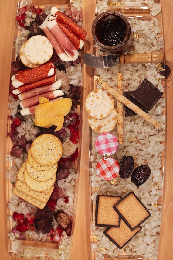 Custom Charcuterie Board, Bouquet Preservation, Floral Resin Keepsake (DEPOSIT)