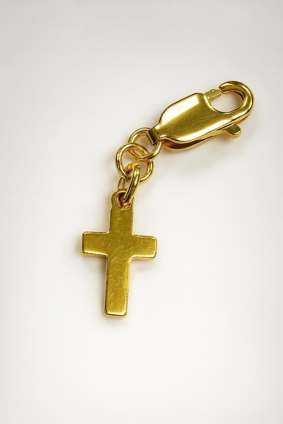 14k Yellow Gold-Filled Cross Charm: Bridal Bouquet Keepsake Jewelry