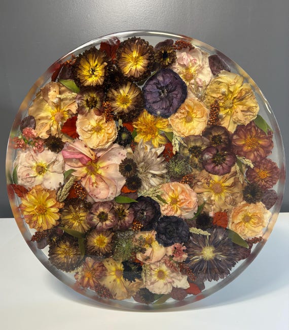 Custom Lazy Susan: Floral Resin Keepsake (DEPOSIT)