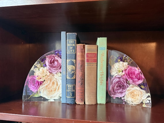 Custom Bookends Floral Keepsake (DEPOSIT), Bridal Bouquet Keepsake, Flower Preservation, Dried Flowers