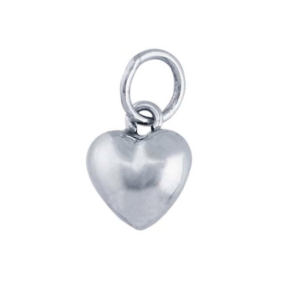 Sterling Silver Puffed Heart Charm: Bridal Bouquet Keepsake Jewelry