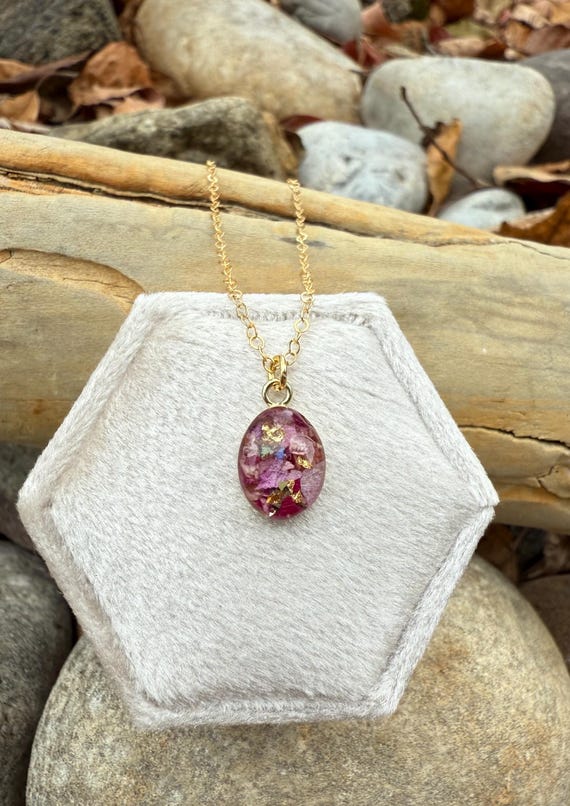 Custom 14k Yellow Gold-Filled Bridal  Pendant Necklace: Bridal Bouquet Keepsake Jewelry