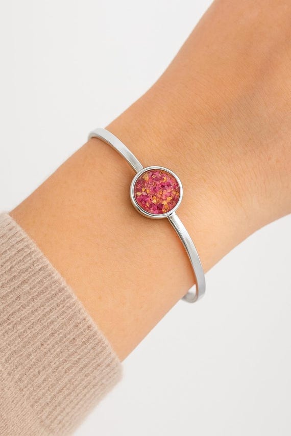 Custom Bridal Floral Cuff Bracelet with Bouquet Flowers, Wedding Bracelet
