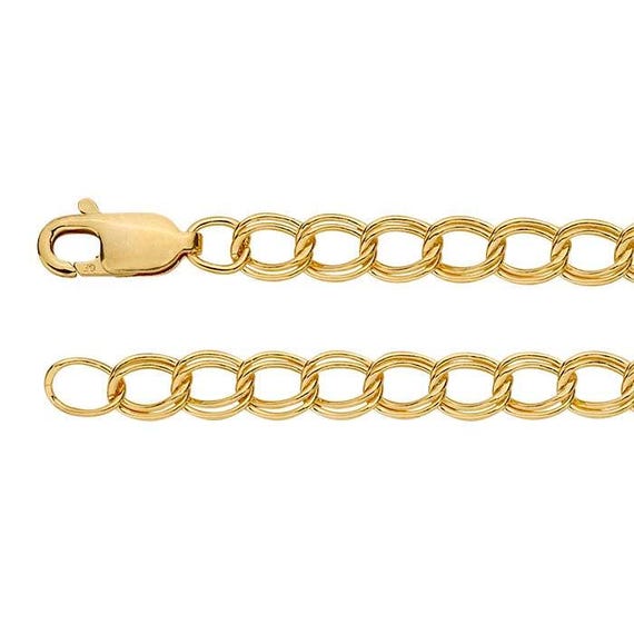 14k Yellow Gold-Filled Double Cable Charm Bracelet - 7 inch