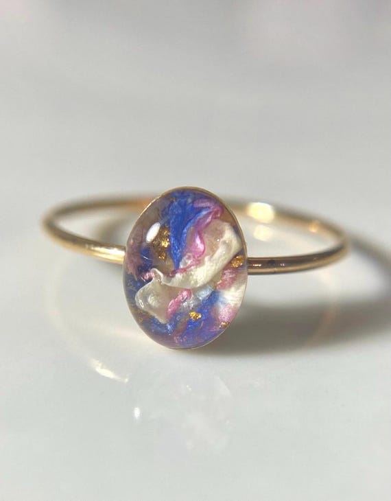 Custom Made Wedding Ring: 14k Gold-filled Floral Ring, Dried Flower Preservation