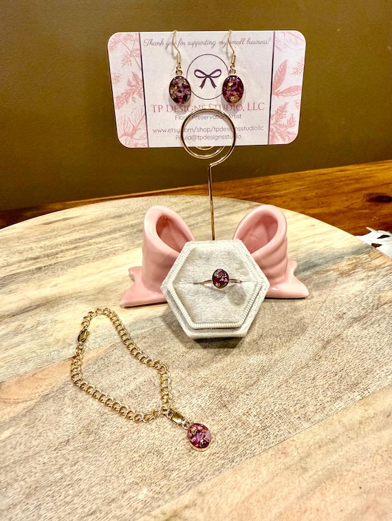 Jewelry Set: 14k Gold-filled ring, earrings, charm bracelet and charm