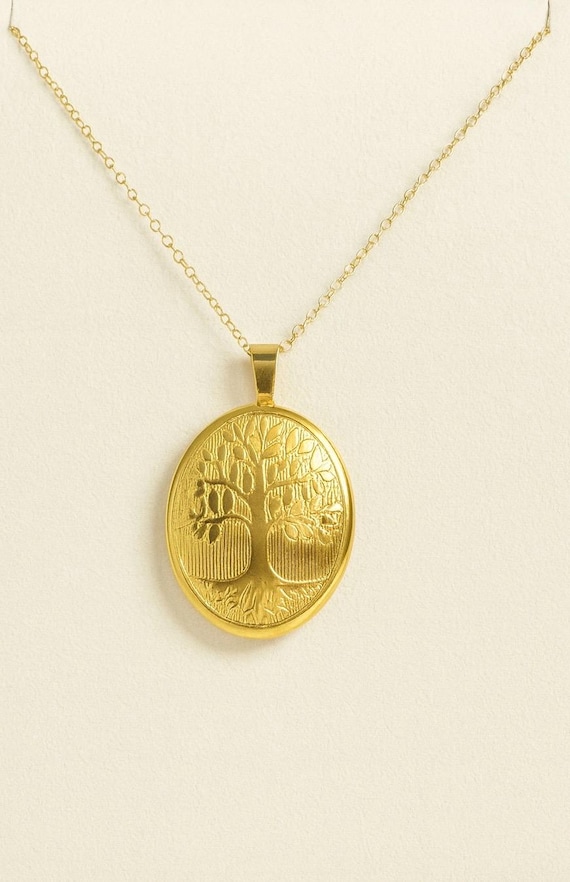 14K Gold-Filled Locket: Tree of Life, Bridal Bouquet Keepsake