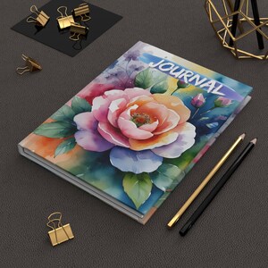 Hardcover Journal, Flower Watercolor Design, Back to School Notebook, Diary, Planner, Bullet Journal, Gift Idea