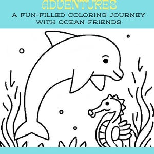 Libro para colorear de animales del océano para niños – Páginas imprimibles bajo el mar para niños de 2 a 6 años – Divertida descarga digital en PDF – Arte preescolar