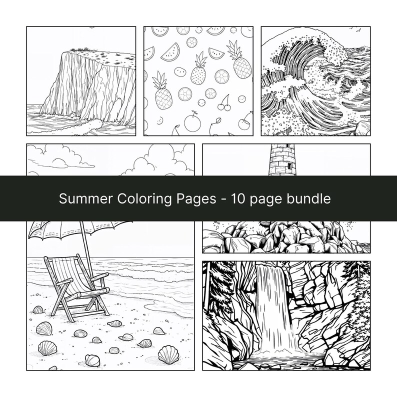 Summer Coloring Pages for Adults – 10 Printable Beach & Ocean Themed ...