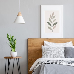 Arte mural imprimible de hojas verticales botánicas, decoración minimalista de hojas, póster botánico verde moderno, descarga digital CW-P03