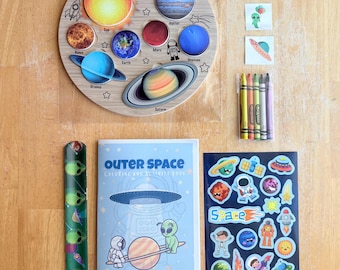 Bolsa de actividades del espacio exterior / Kit de juguetes de viaje Montessori