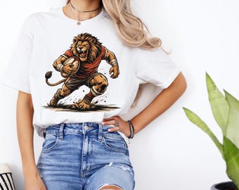 Camiseta de rugby de león, regalo para fanáticos y papás, vintage, animal deportivo, jugador de equipo y cumpleaños.