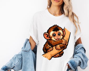 Camiseta divertida de mono, diseño de mono bebé, regalo de macaco, gráfico para amantes de los animales