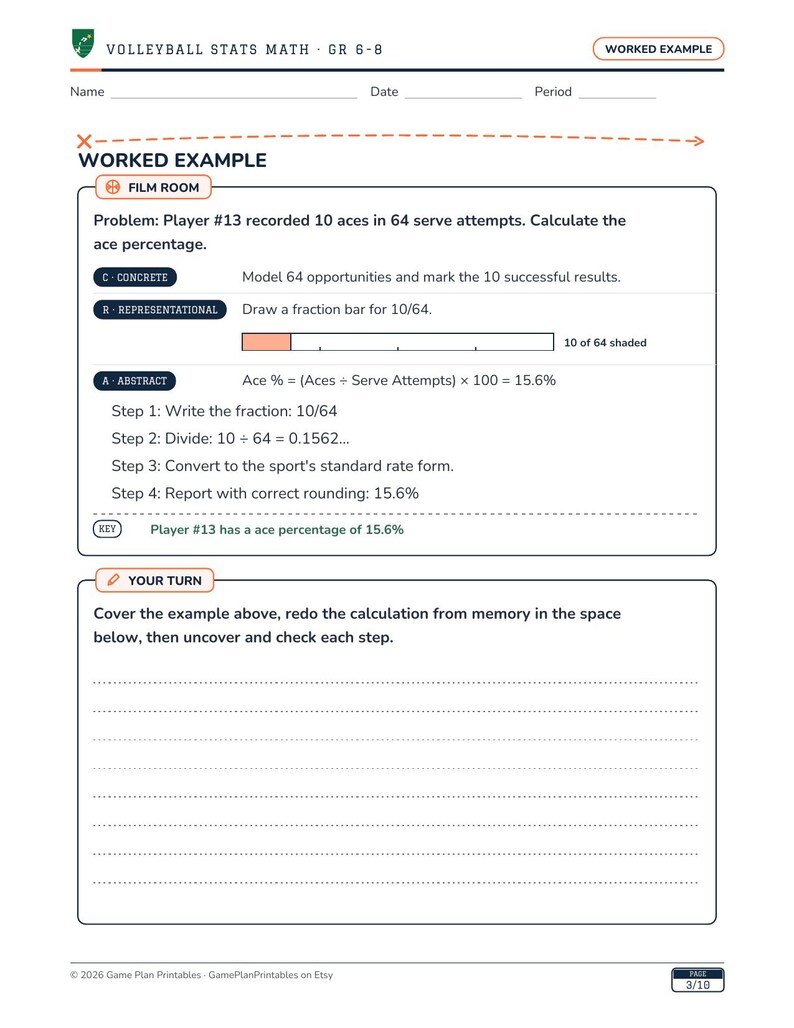 Volleyball Math Intervention | Grade 6 Skills | Sports Stats | Answer Key image 5