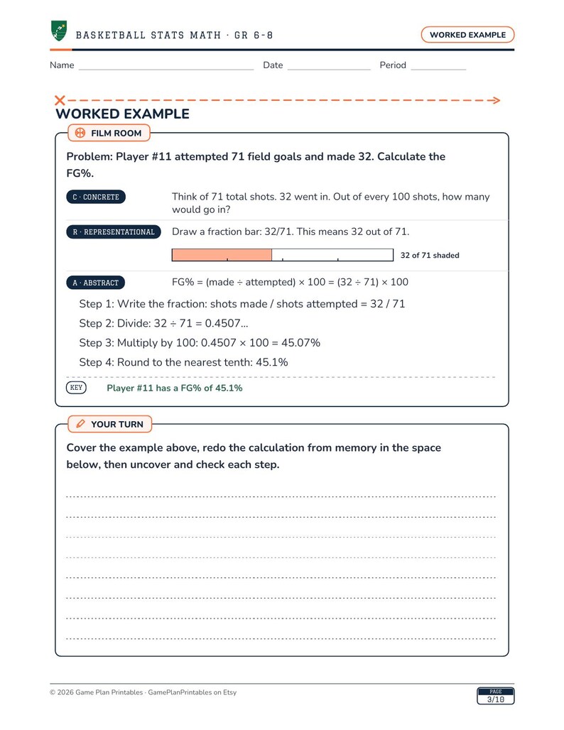 6–8 Basketball Statistics & Data Analysis Math Activity image 5
