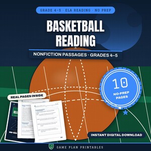 4–5 Grade Basketball Informational Reading ELA | Nonfiction Passages image 2