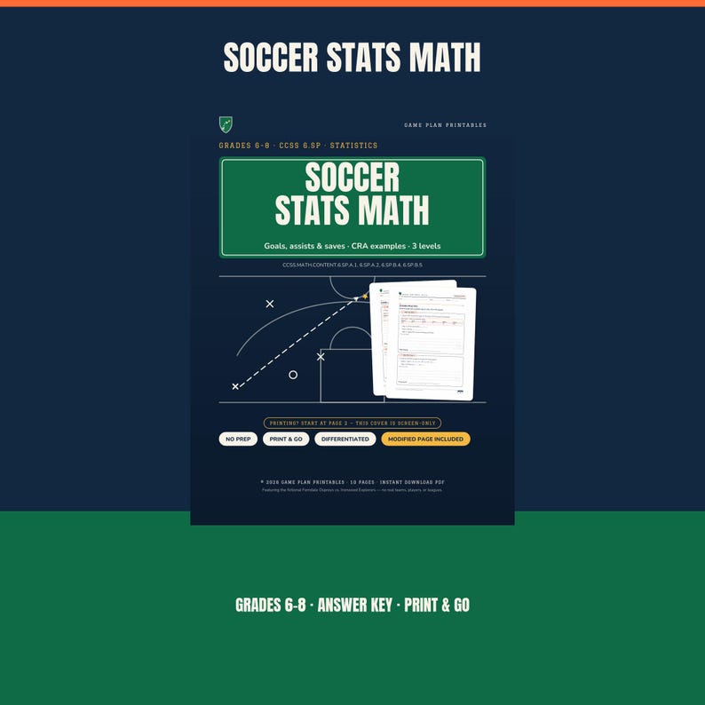 Soccer Math Intervention | Grade 6 Skills | Sports Stats | Answer Key image 6