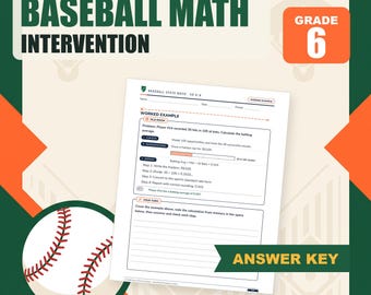 Intervención matemática en béisbol / Habilidades de 6.º grado / Estadísticas deportivas / Clave de respuestas