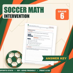 Soccer Math Intervention | Grade 6 Skills | Sports Stats | Answer Key image 1