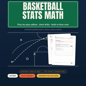 Grade 6–8 Basketball Statistics ADHD-Friendly Math Worksheets | Data Analysis image 3