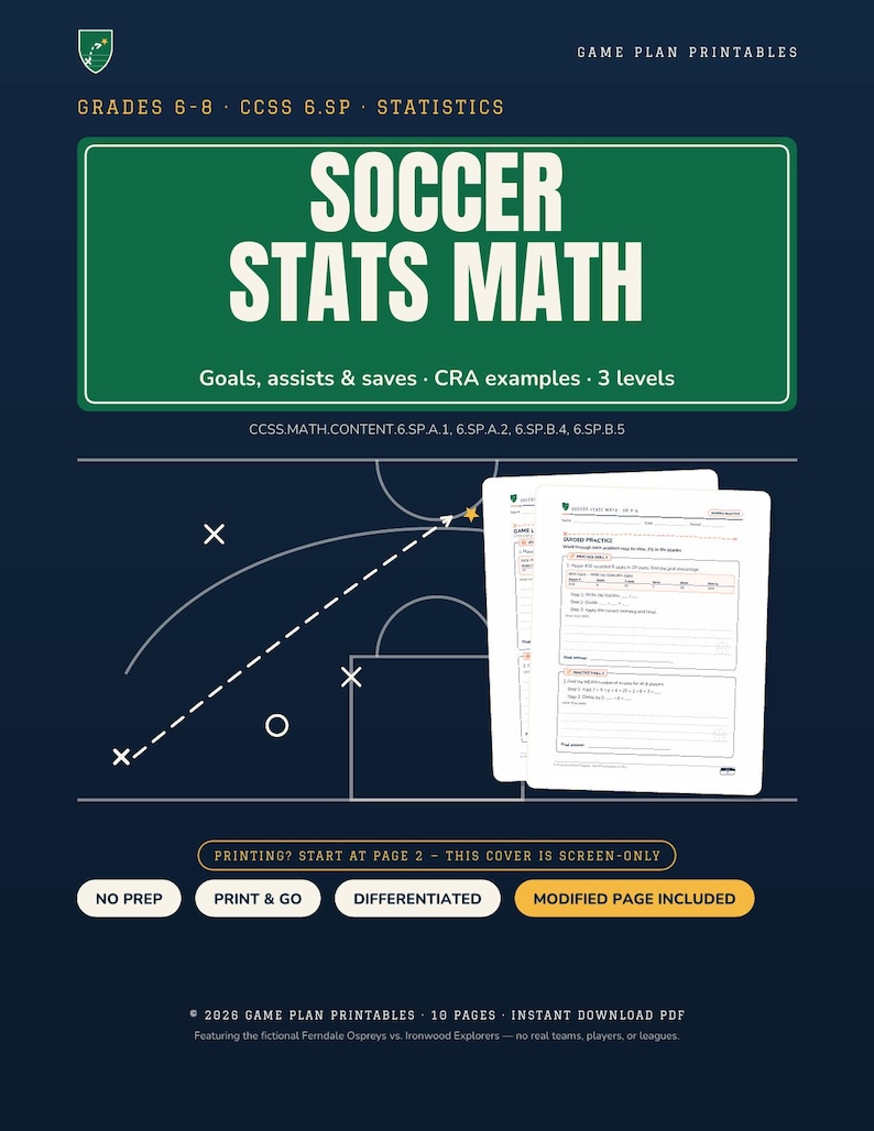 Soccer Math Intervention | Grade 6 Skills | Sports Stats | Answer Key image 3