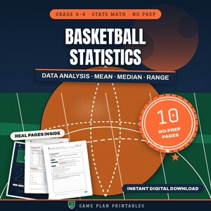 6–8 Basketball Statistics & Data Analysis Math Activity image 2