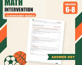 Math Intervention Bundle | 6th 7th 8th Grade | Sports Stats | SPED IEP | Answer Key