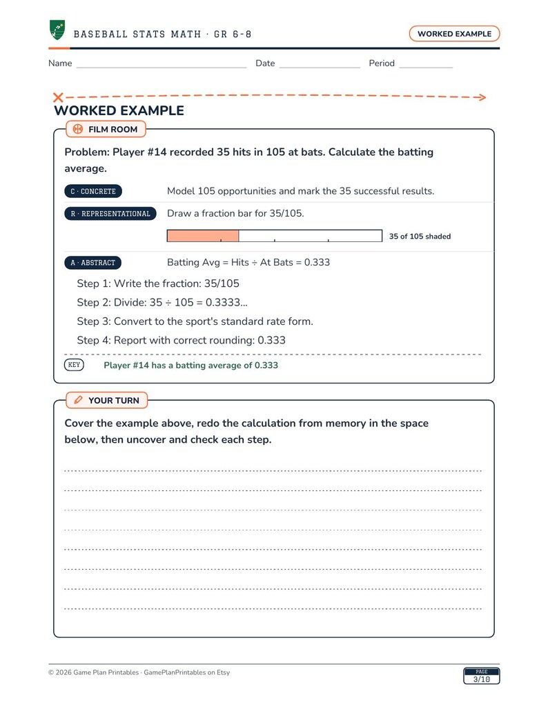 Baseball Math Intervention | Grade 6 Skills | Sports Stats | Answer Key image 5