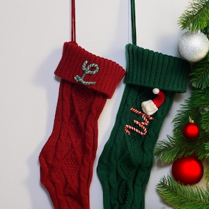 Personalized Knitted Christmas Stocking: Custom Name, Holiday Decor