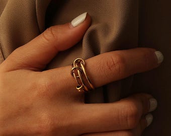 Sterling Silver Linked Triple Ring: Trendy 925 Jewelry