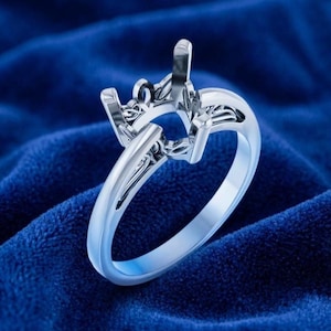 Sterling Silver 8mm Trillion Triangle Shape Solitaire Ring, Semi Mounting Engagement Ring, Without Stone Fine Jewelry Memorial DIY Crafts