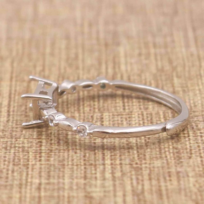 Ring Without R Sterling Silver 4*6mm Semi Mount Ring Rectangle Shape Empty Support ...