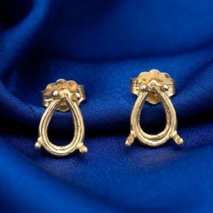 925 Massiv Sterling Silber Birne (6 x 4 mm - 12 x 8 mm) Pre-gekerbte Ohrring-Einstellungen 4 Prong Semi Mount Ohrring Gut Für Stein Inlay Setting