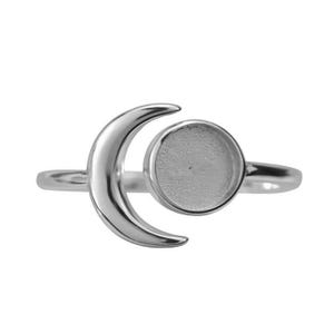 6MM Keepsake Breast Milk Resin Round Bezel Ring Settings Full Moon Solid 925 Sterling Silver Rose Gold Plated DIY Adjustable Ring