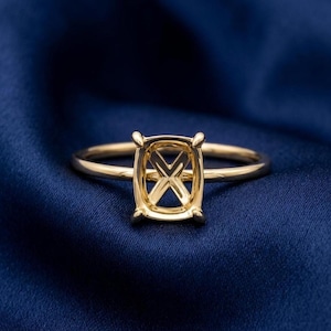 Verstellbare Ringfassung aus 925er Silber: Prong Lünette, Kissenschliff