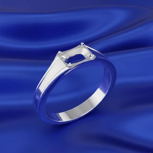 Sterling Silver Bezel Ring Setting, 7x9mm Rectangle Blank Unisex Ring, Without Engagement Ring, DIY Making Jewelry, DIY Crafts
