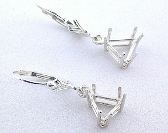 Triangle 6 Prong (4mm-20mm) Sterling Silver Pre-Notched Earring Setting Good Quality Setting For Stone Setting Great For DIY gift for her