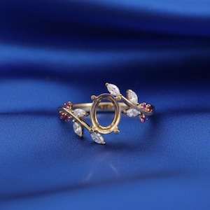 Anillo ovalado de plata esterlina maciza 925 de 8 x 6 mm con muescas precortadas, ideal para engarzar circonitas y piedras, anillo de compromiso, para incrustaciones de piedras.