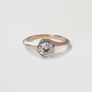 Solitaire Wedding Ring, Round CZ Engagement Ring, Bezel Set Ring, Minimalist Proposal Ring, Daily Wear Ring, Gold Plated Solitaire Ring