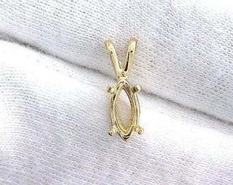 925 Solid Sterling Silver Marquise 4 Prong (8x4 -20x10) Good Quality Great For Stone Inlay Semi Mount Pre-Notched Pendant Setting