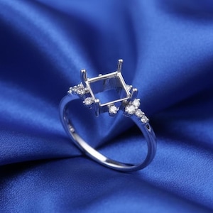Sterlingzilver 7 x 7 mm semi-gemonteerde ring vierkante vorm lege steun blanco instelling S925 uitsteeksels bergbasis zonder steen voor inlegwerk