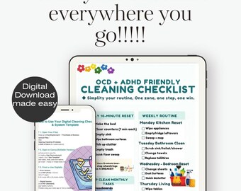 ADHD OCD Cleaning Checklist | Daily, Weekly Routine (Digital Download)