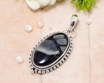 Sterling Silver Picasso Jasper Pendant: Elegant Handmade Jewelry
