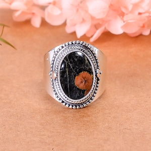 Peanut Obsidian Ring, 925 Solid Sterling Silver Ring, Gemstone Ring, Handmade Ring Elegant Ring, Oxidise Ring, Birthday Gift For All Friends