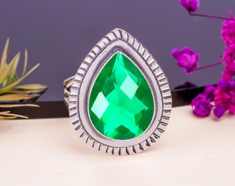 Ring chroomdiopsiet: 925 sterlingzilver geoxideerde edelsteen jubileumcadeaus
