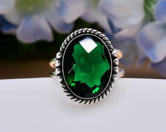 Chroomdiopsietring: 925 sterlingzilver verstelbare edelsteen Sieradencadeaus Item: