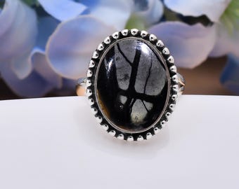 Picasso-jaspisring: verstelbaar sterlingzilver, elegante edelsteen