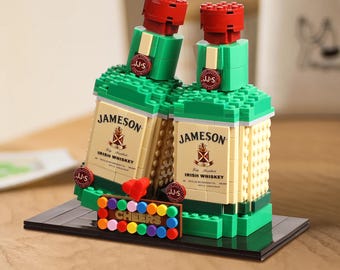 Personalized Whiskey Bottle Building Block Set: Custom Name Irish Gift, Father's Gift