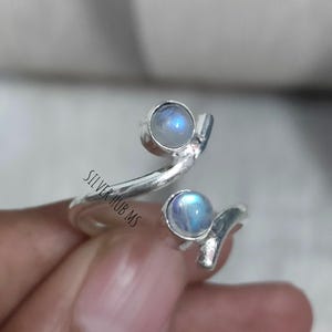 Natural Blue Fire Moonstone Ring-Handmade Ring-Unique Design Ring-Moonstone Gemstone Ring-925 Sterling Silver Ring-Multi Gemstone Ring-Gifts